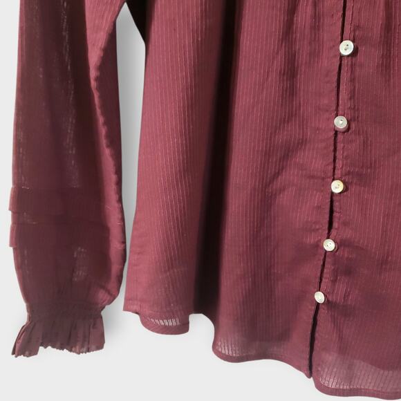 Faherty Womens Willa Blouse Catawaba Grape Purple Sz Medium Boho Peasant Classic - Picture 5 of 15